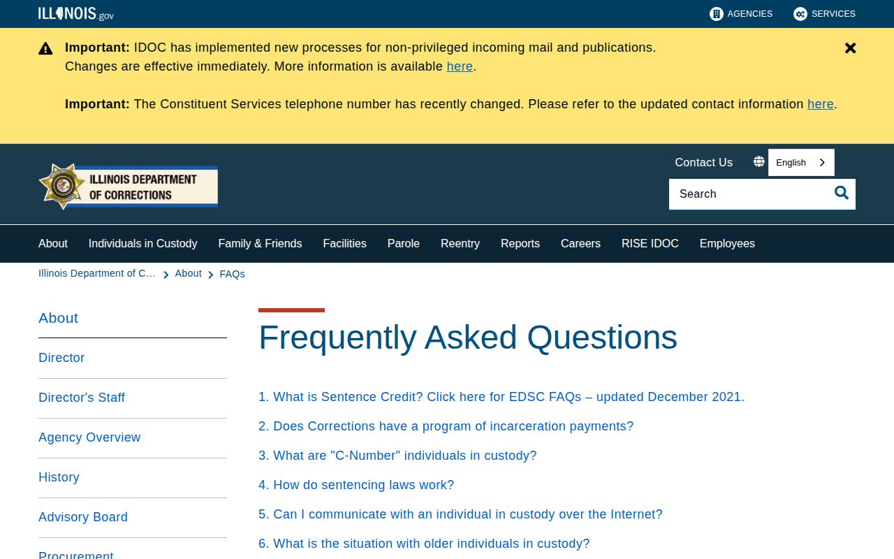 DeWitt County release date sentence credit IDOC FAQ
