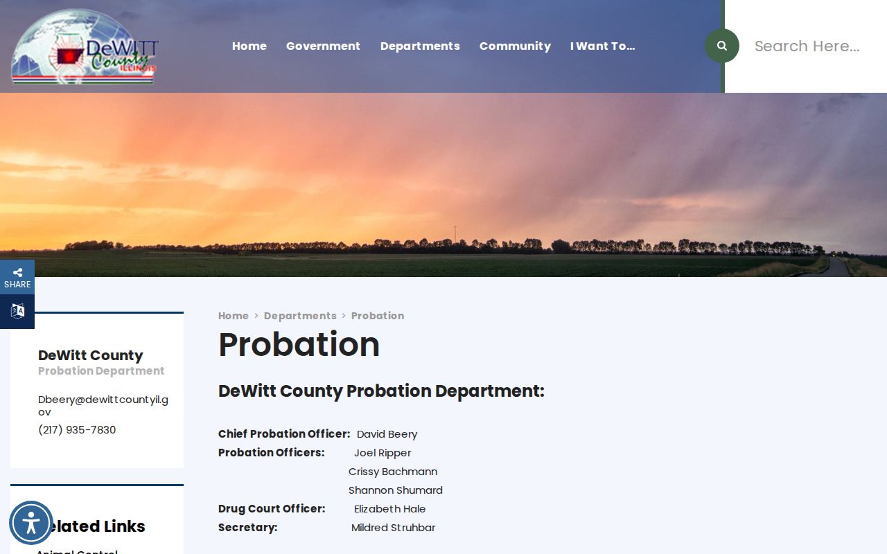 DeWitt County post-release supervision probation office page